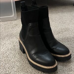 DV by Dolce Vita Black Ankle Boots with Chunky Heel